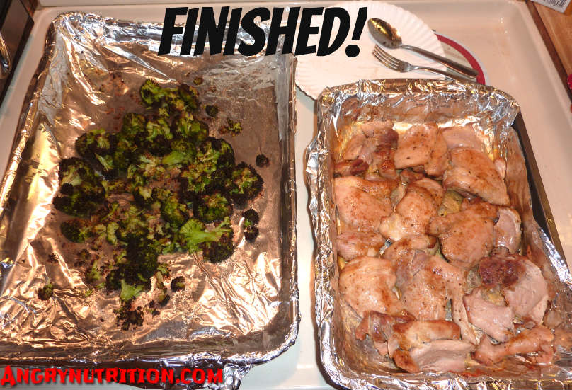 baked chicken thighs broccoli finished